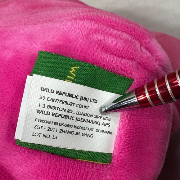 Wild Republic 11 Inch Pudgie Pink Flower Belly Penguin Stuffed Plush Preowned - Picture 8 of 11